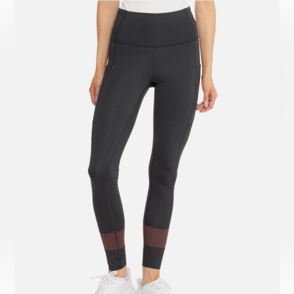 cotopaxi Pants - Cotopaxi Womens Black Maroon Mesh Panel High Rise Pocket Leggings Size L